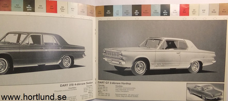 1965 Imperial, Chrysler, Plymouth, Valiant, Dodge och Dart Broschyr svensk - 2
