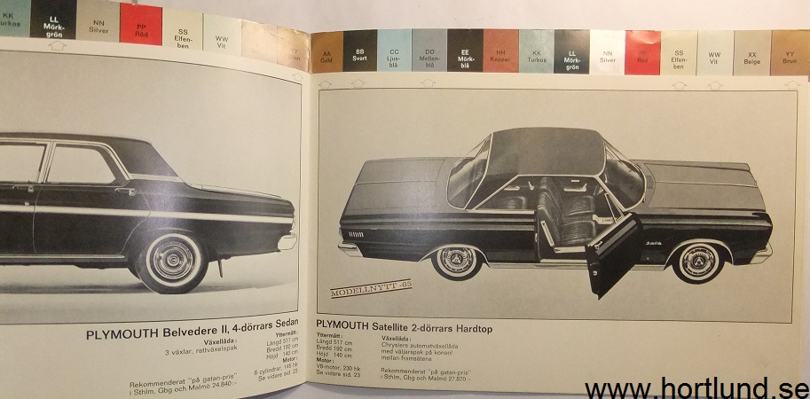 1965 Imperial, Chrysler, Plymouth, Valiant, Dodge och Dart Broschyr svensk - 3