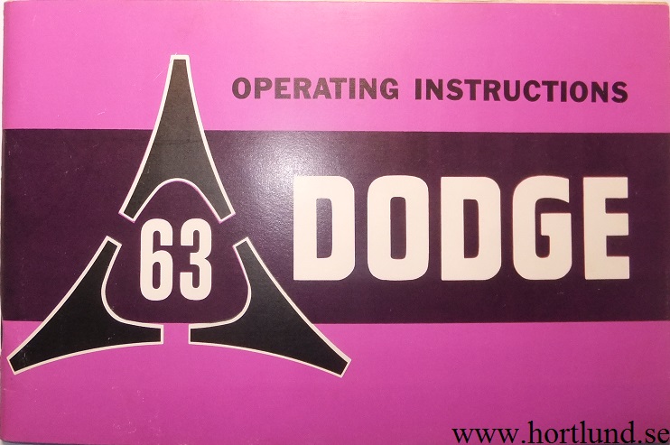 1963 Dodge Operating Instructions 1st edition