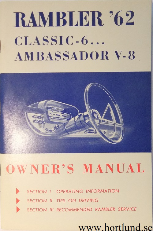 1962 Rambler Classic och Ambassador Owner's Manual