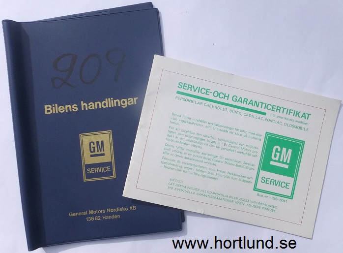 1981 GM Service- och Garanticertifikat