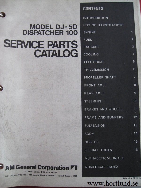 1975 Jeep DJ-5D Dispatcher 100 Service Parts Catalog - 2