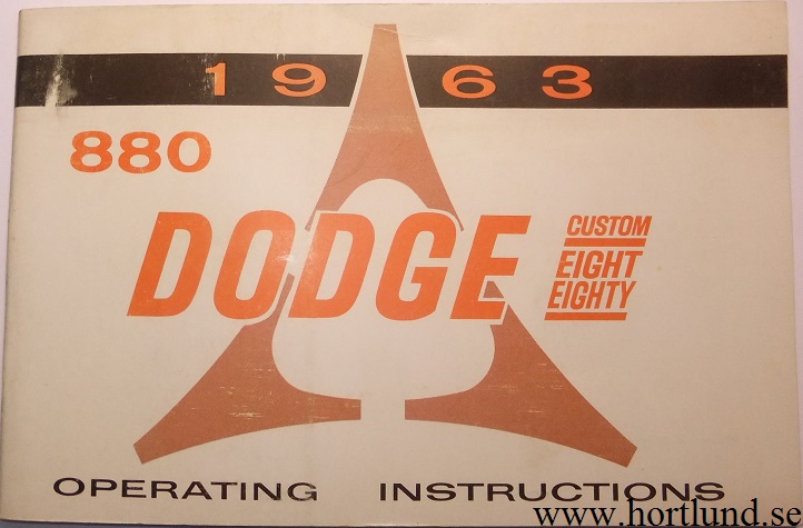 1963 Dodge 880 Operating Instructions