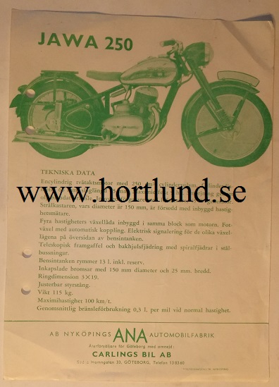 1949-1952 Jawa 250 broschyr