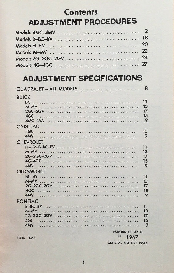 1968 Delco Rochester Adjustment Manual - 2