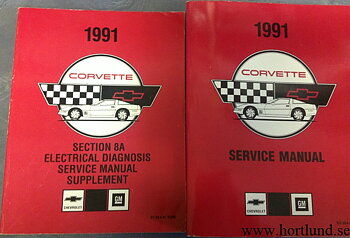 1991 Chevrolet Corvette Service Manual + Electrical Diagnosis Service Manual Supplement set om 2 böcker