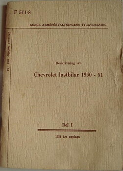 1950 - 1951 Chevrolet Lastbilar Handbok Svenskt Original