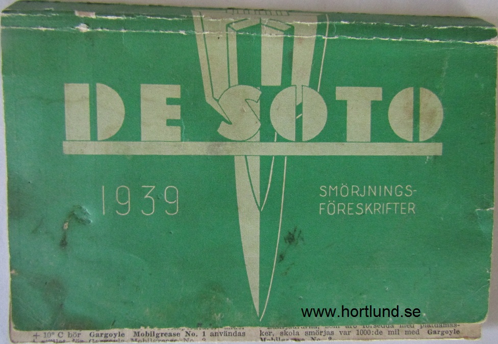 1939 De Soto Smörjningsföreskrifter svensk