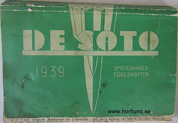1939 De Soto Smörjningsföreskrifter svensk