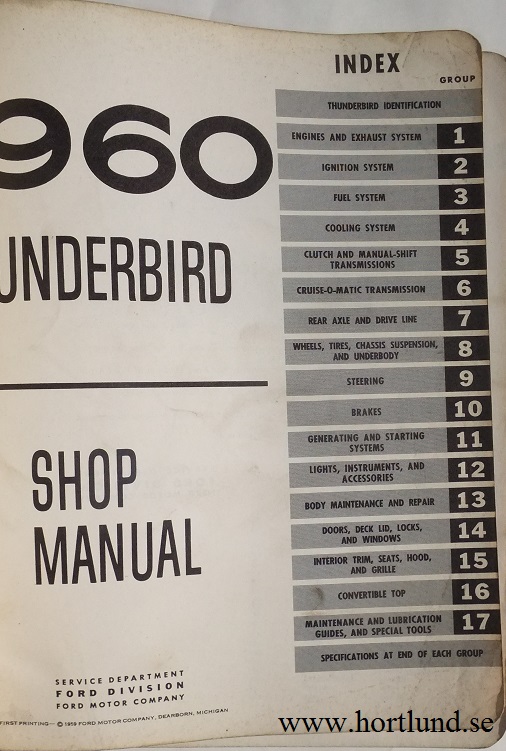 1960 Ford Thunderbird Shop Manual - 2