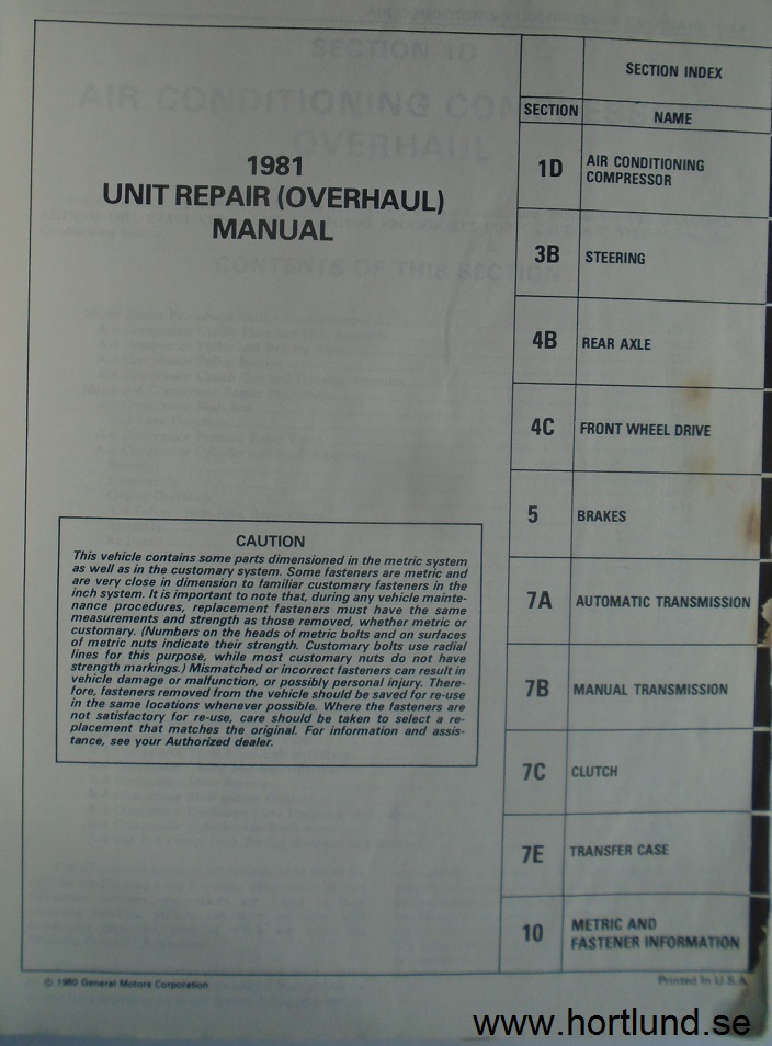 1981 GMC Light Trucks Unit Repair Manual - 2