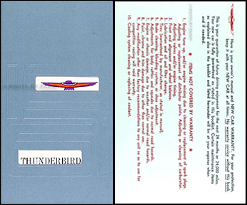 1961 Ford Thunderbird Owners Manual