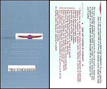 1961 Ford Thunderbird Owners Manual