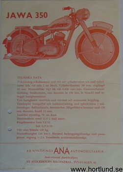 1950-1952 Jawa 350 broschyr