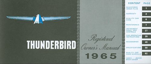 1965 Ford Thunderbird Owners Manual