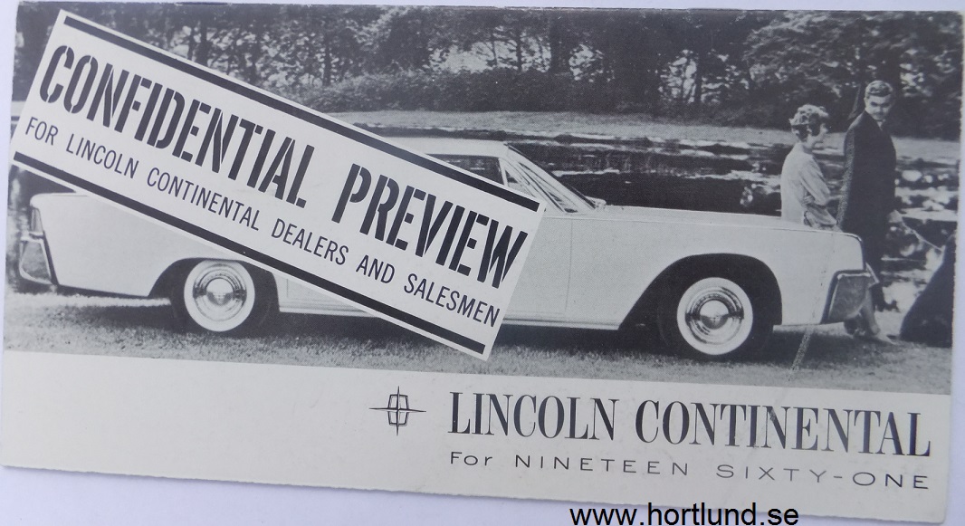 1961 Lincoln Continental Confidential Preview broschyr