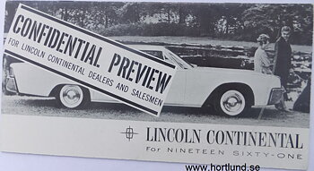 1961 Lincoln Continental Confidential Preview broschyr