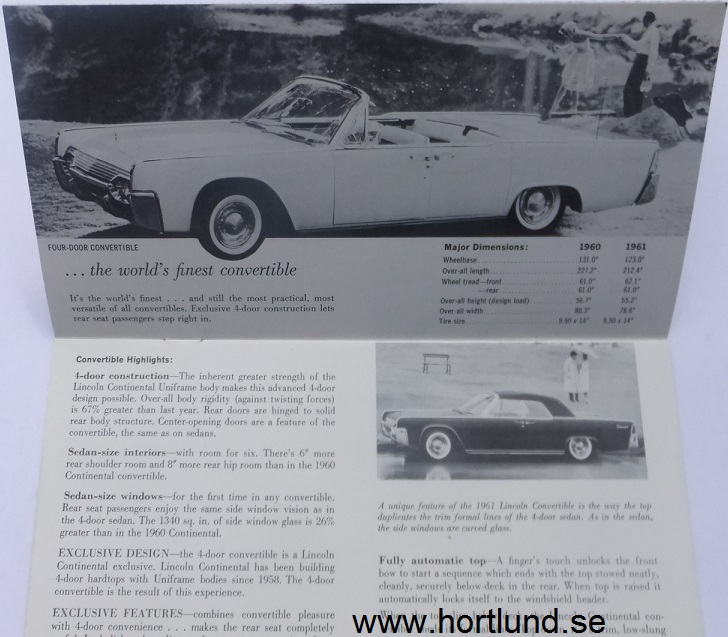 1961 Lincoln Continental Confidential Preview broschyr - 2