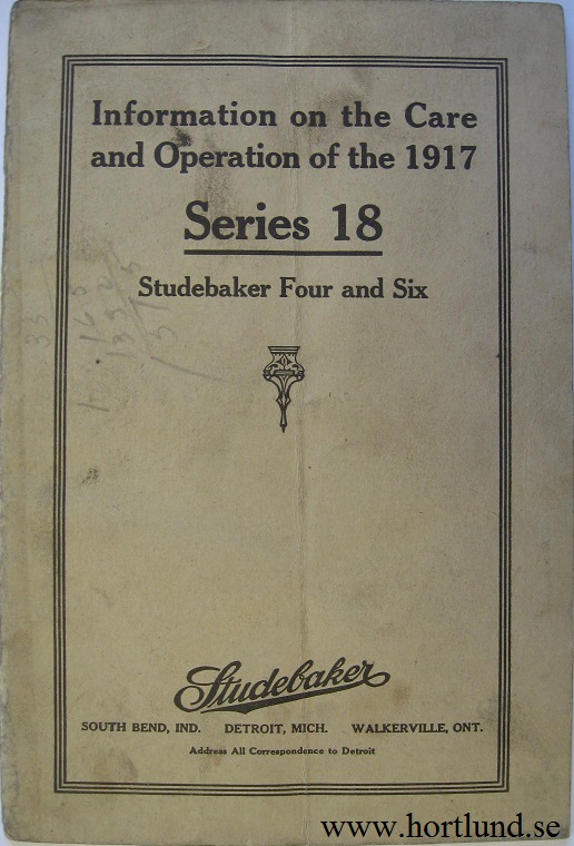 1917 Studebaker Series 18 instruktionsbok
