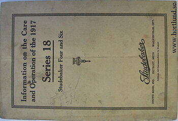 1917 Studebaker Series 18 instruktionsbok