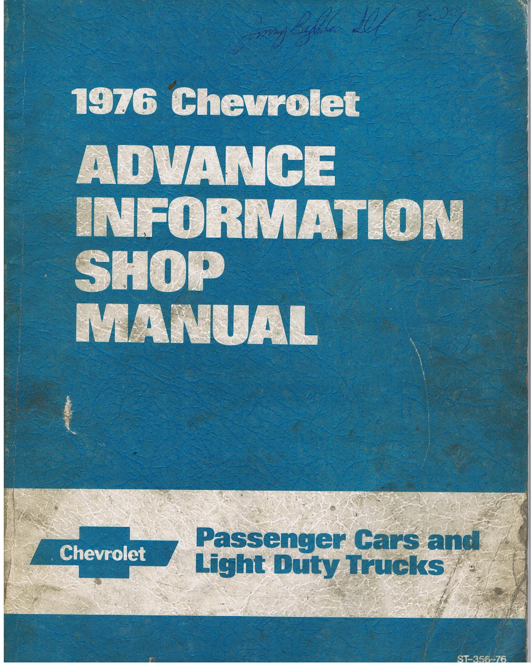1976 Chevrolet Advance Information Shop Manual