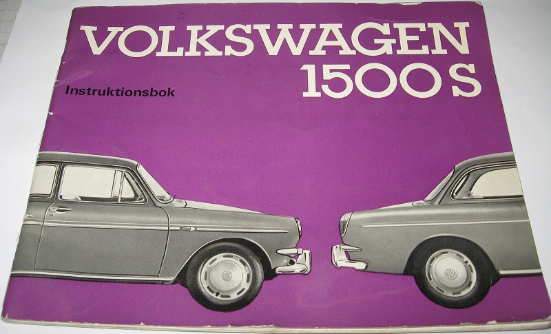 1965 Volkswagen VW 1500S Instruktionsbok