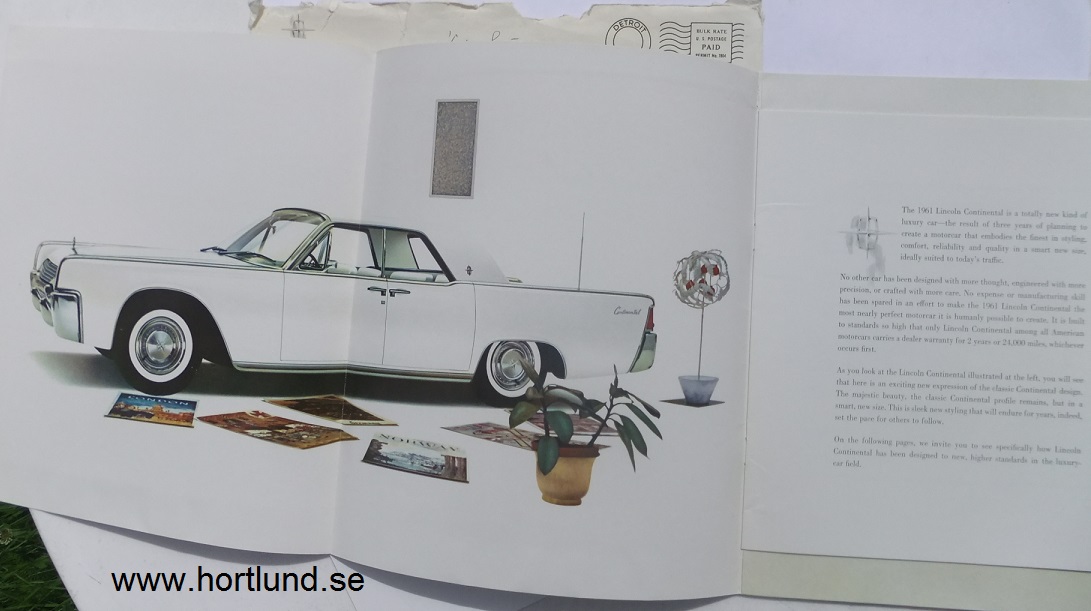 1961 Lincoln Continental Mailer broschyr - 2