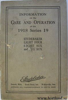 1918 Studebaker Series 19 instruktionsbok