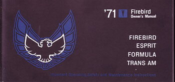 1971 Pontiac Owner's Manual Firebird