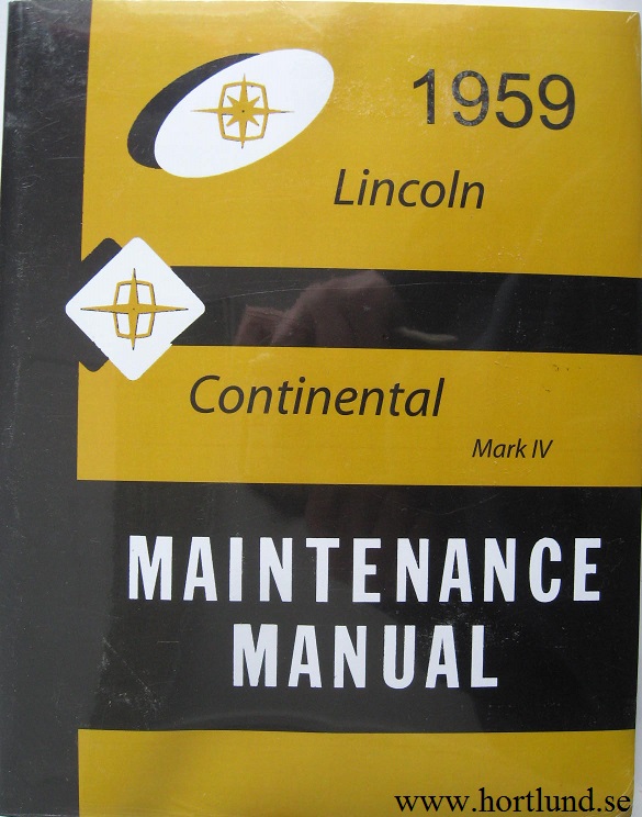 1959 Lincoln Maintenance Manual