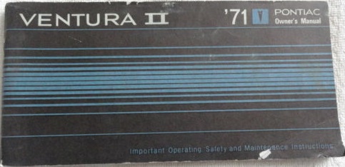 1971 Pontiac Owner's Manual Ventura II