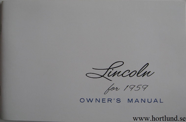 1959 Lincoln Owner's Manual