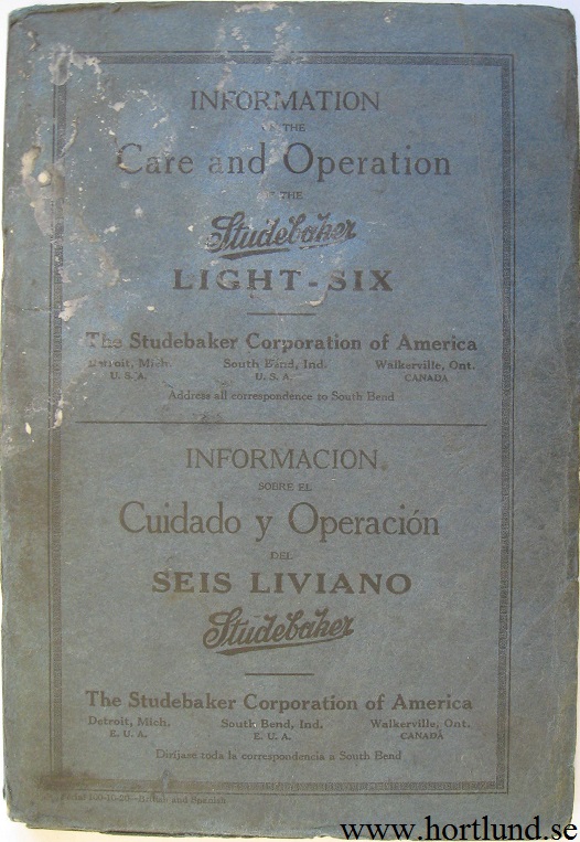 1921 Studebaker Light-Six Care and Information