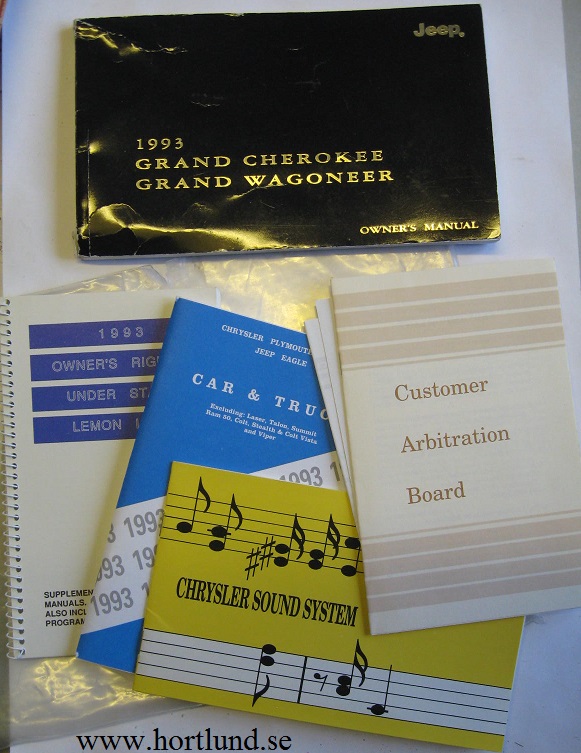 1993 Jeep Grand Cherokee and Grand Wagoneer Owner's Manual