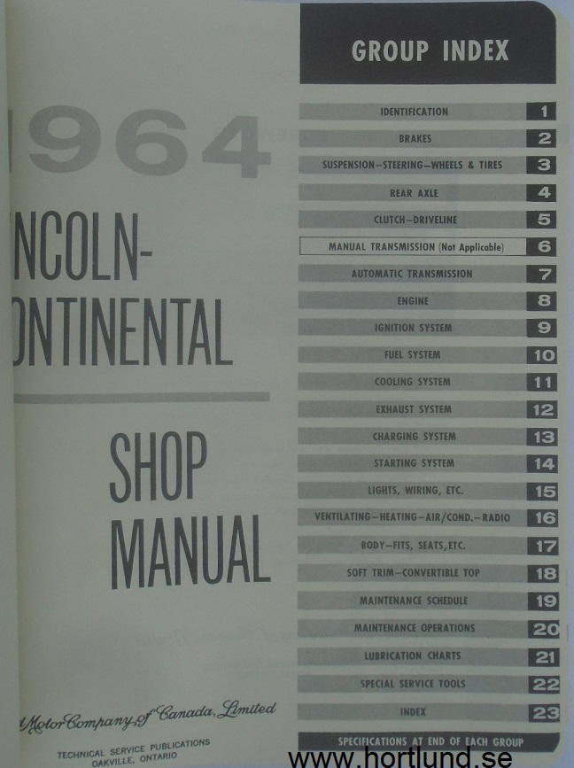 1964 Lincoln Continental Maintenance Manual - 2