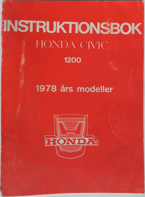 1978 Honda Civic 1200 Instruktionsbok