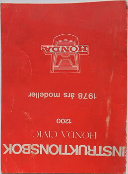 1978 Honda Civic 1200 Instruktionsbok