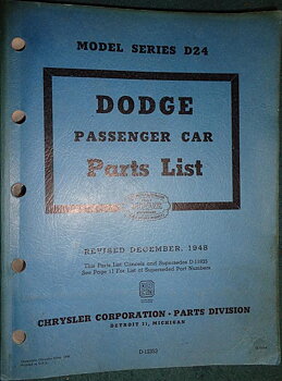1946-1949 Dodge D24 Passenger Car Parts List