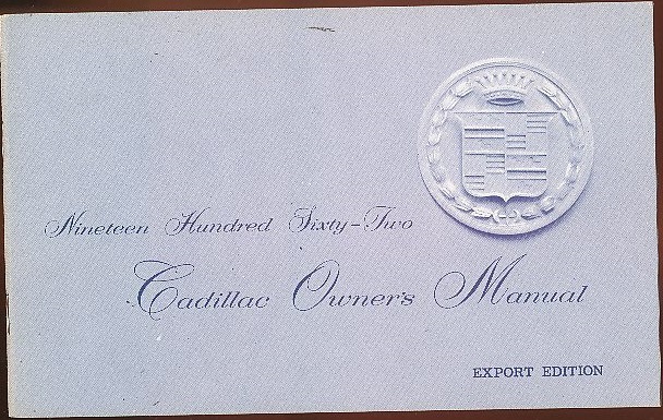 1962 Cadillac Owners Manual Export Edition