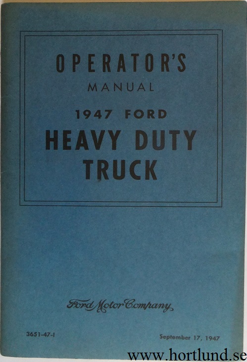 1947 Ford Heavy Duty Truck Operator's Manual original