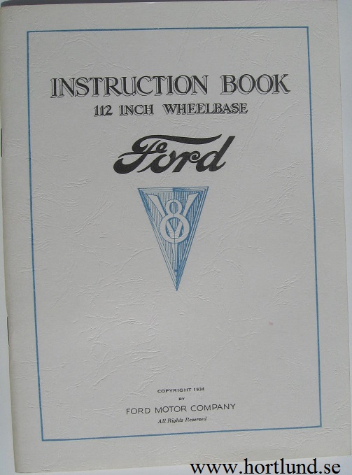 1934 Ford V-8 Instruction book