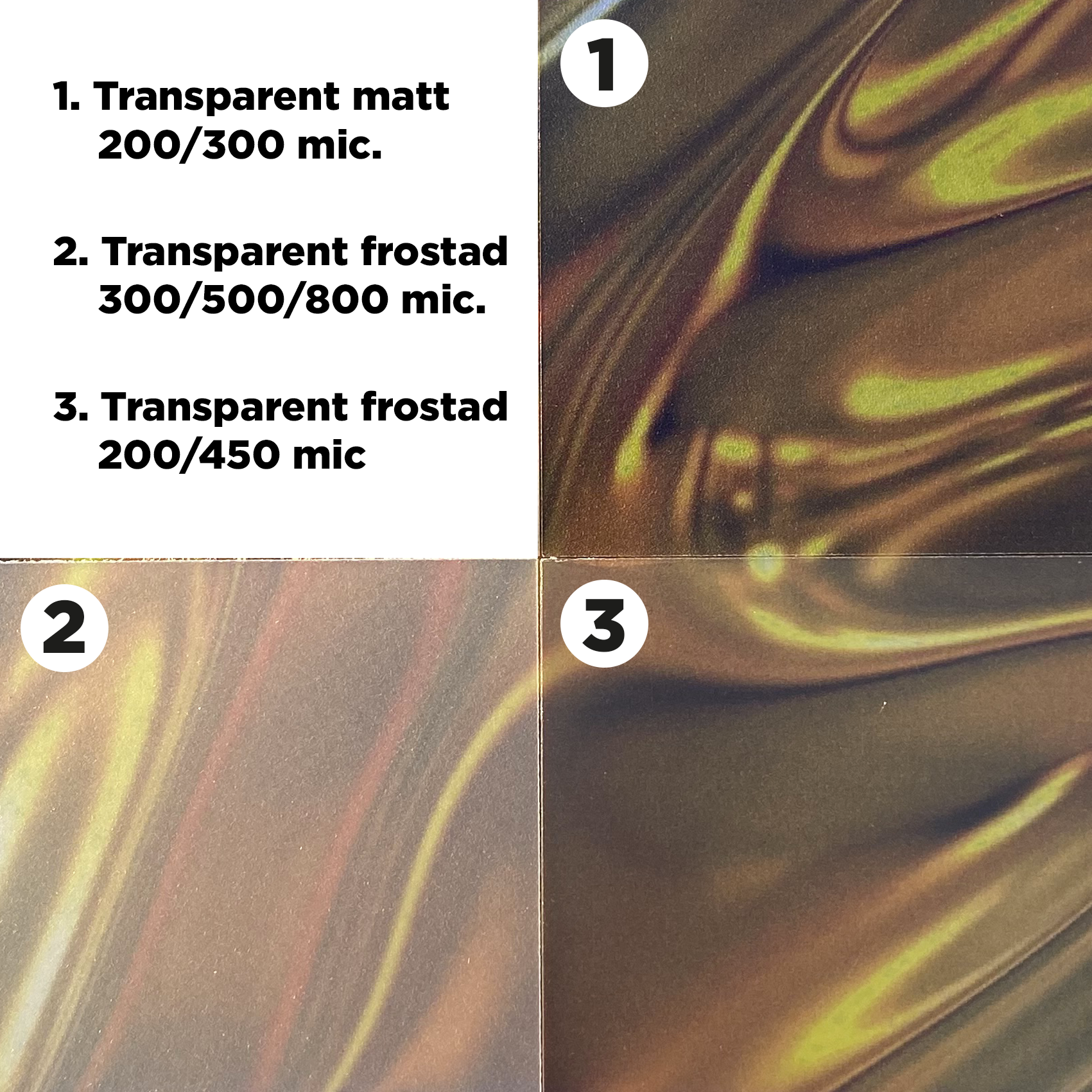 Omslag PP-plast - Transparent frostad 300-800 mic - 2