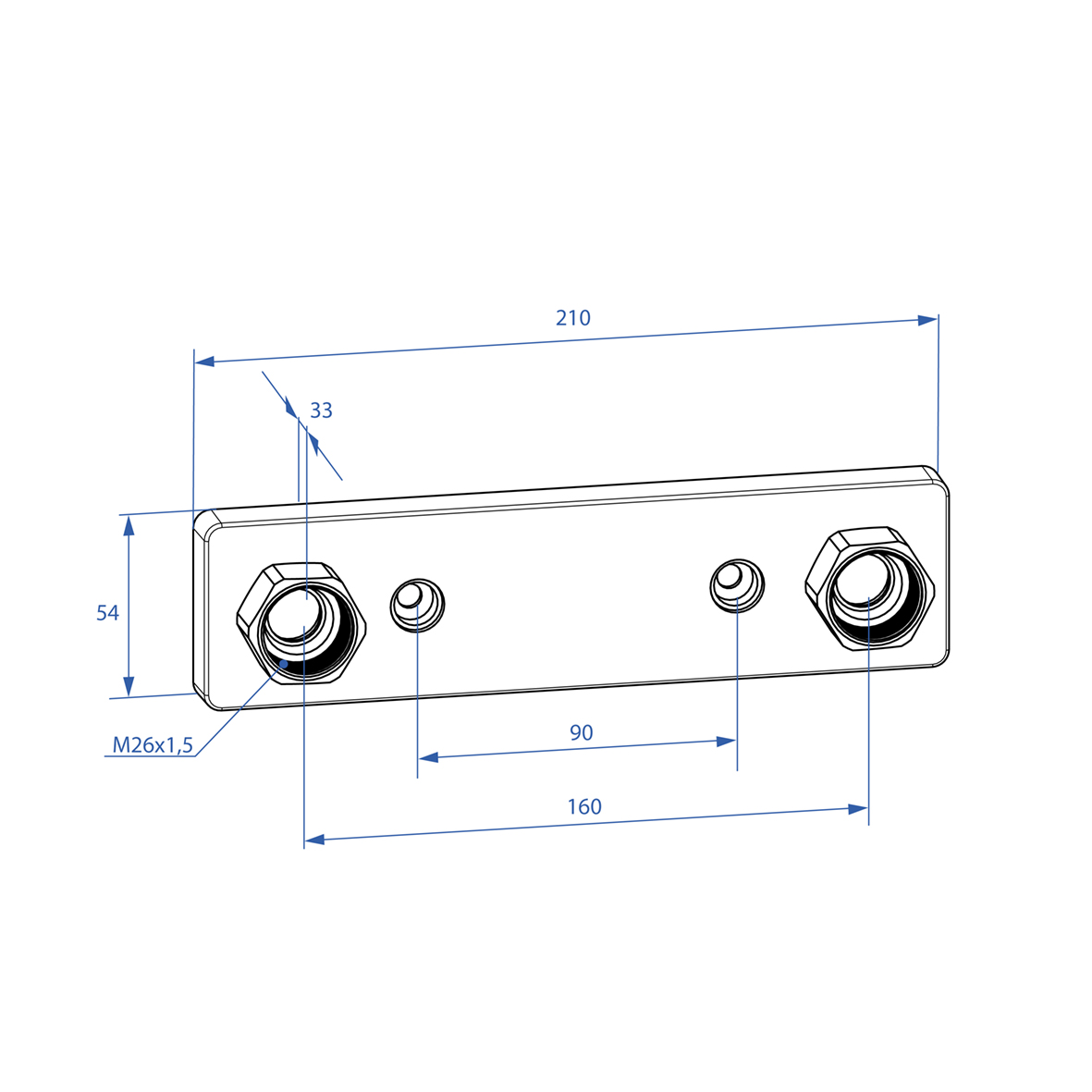 Blandarfäste 160cc, 16x2,0-2,2 Pex/Alupex/Pb,  mattsvart - 2