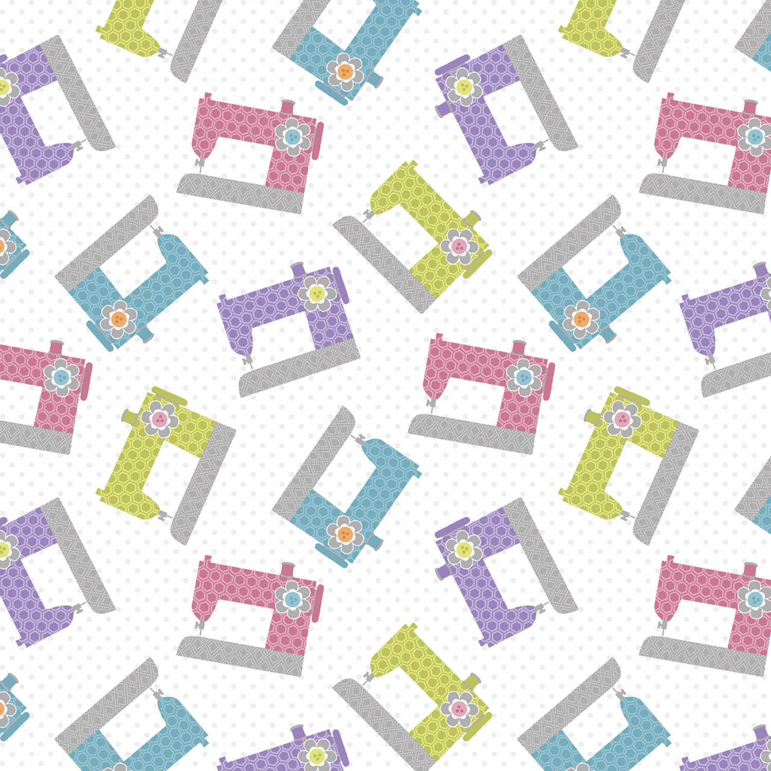 White/Multi Sewing Machine Toss - Stitch Garden  - Symaskiner