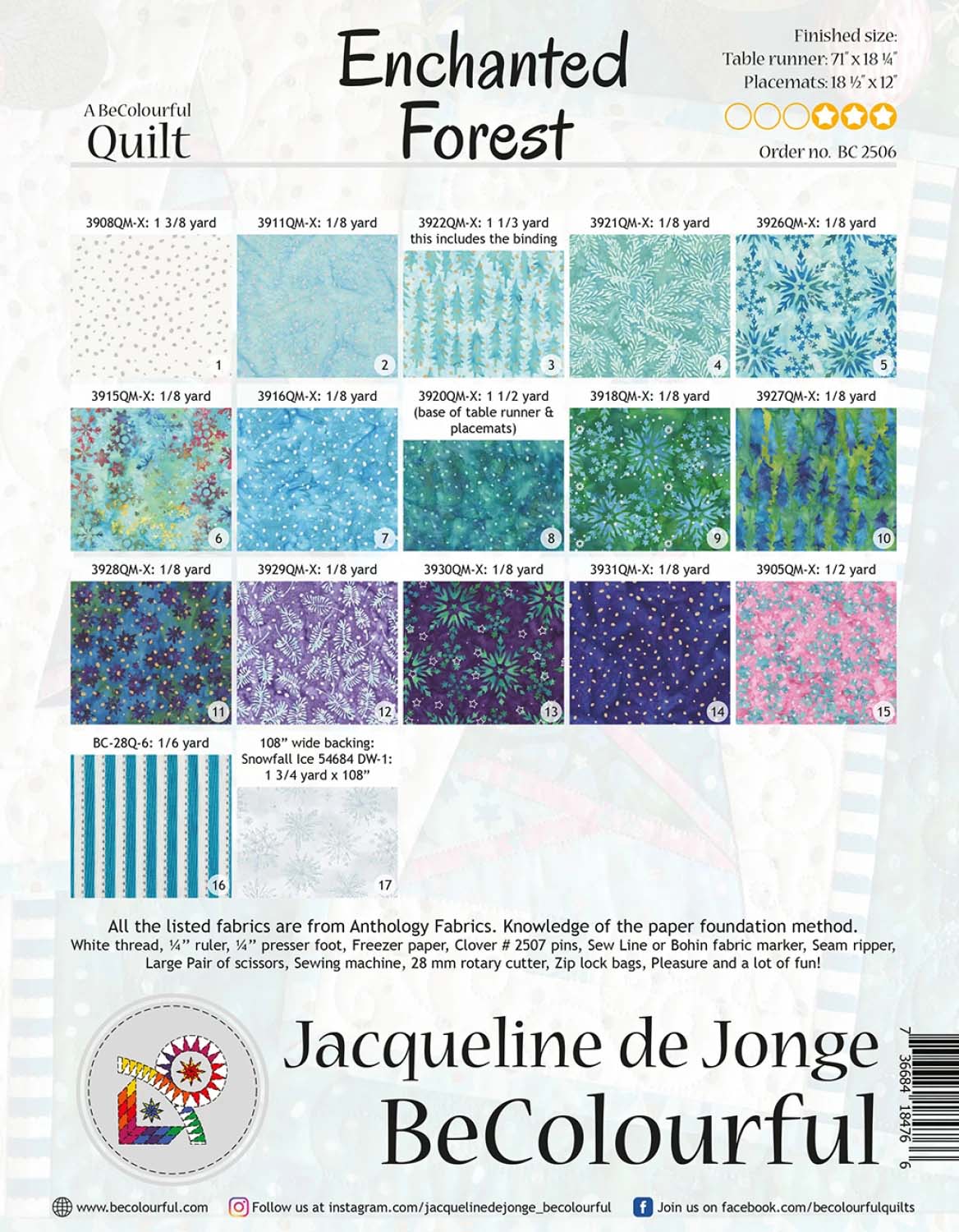 Quilt Kit: Enchanted Forest - Tyger & Paperpiecingmönster - 3