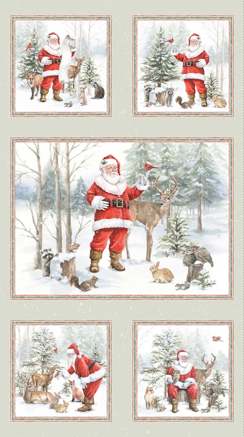 Tyg: Panel Santa's Wonder - Woodland Whispers