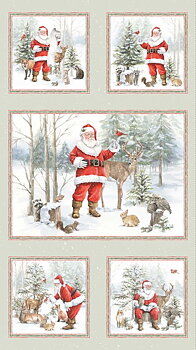 Tyg: Panel Santa's Wonder - Woodland Whispers