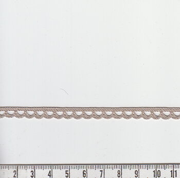 Smal spets bomull, mörkbeige (5 mm)