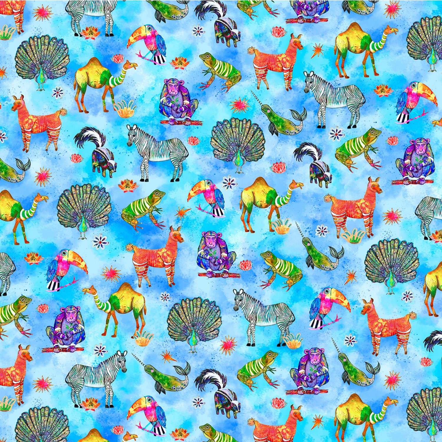 Wild Animals - Multi Allover Animals Digitally Printed (30 x 110 cm)