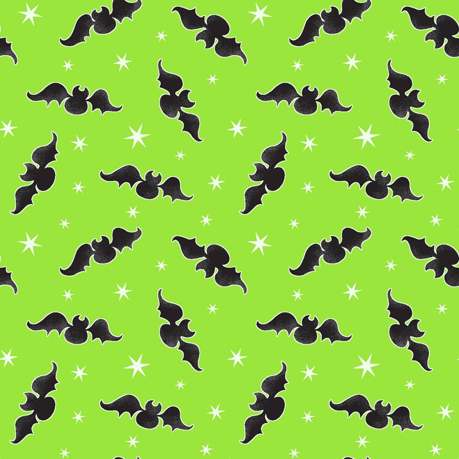 Green Tossed Bats Glow in the Dark Fabric